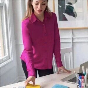 Betabrand Fuchsia Long Sleeve Button Down Shirt Size 2XL